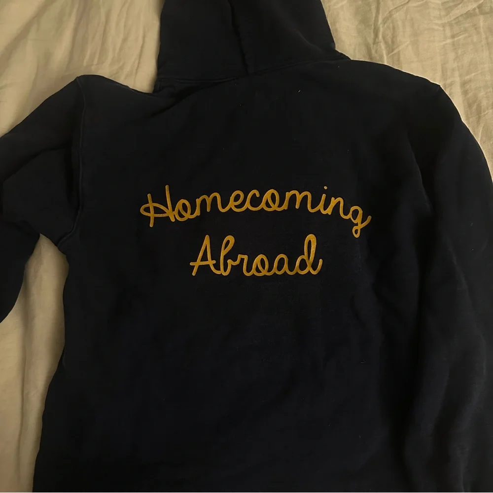 OG Madhappy Navy Hoodie with Yellow 'Local Optimist' Print - Picture 3 of 5